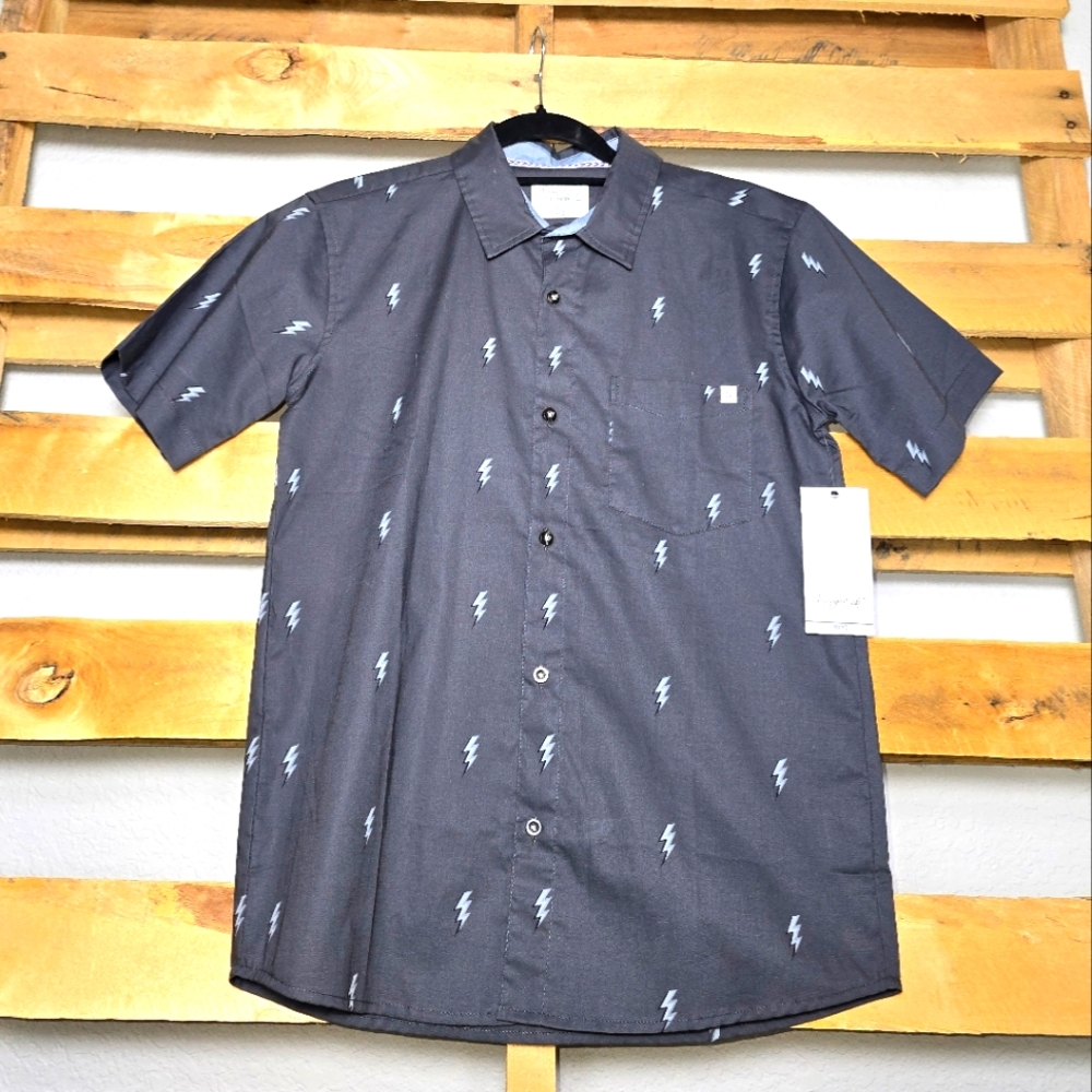 NWT Kid's Gray Lightning Bolt Shirt Size:L